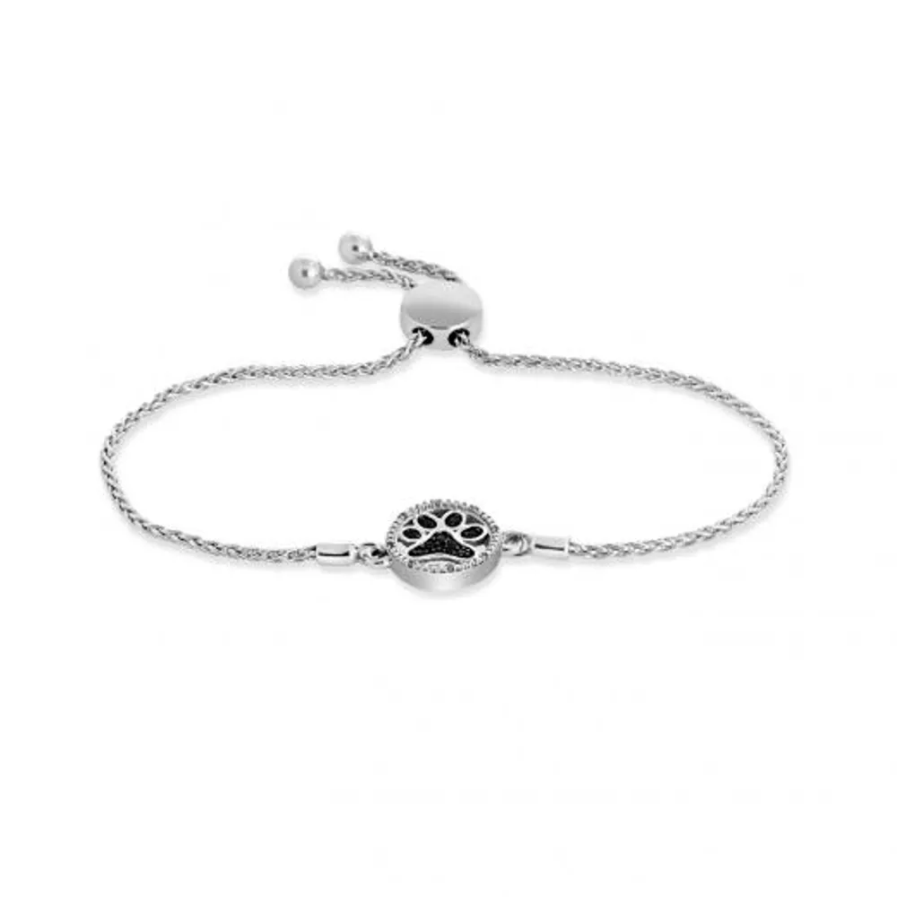 Sterling Silver Diamond Paw Bolo Bracelet