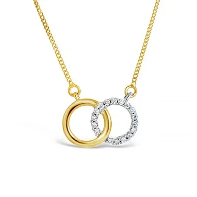 10K Yellow & White Gold Diamond Circle Necklace