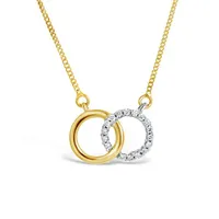 10K Yellow & White Gold Diamond Circle Necklace