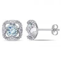 Julianna B 10K White Gold Aquamarine & Diamond Earrings