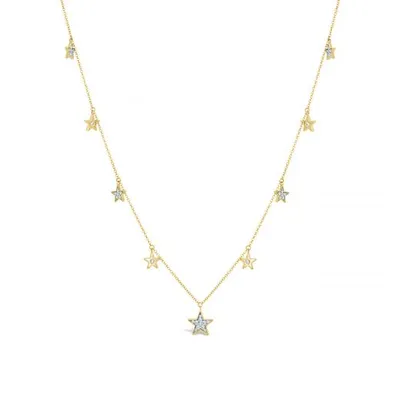 10K Yellow Gold Diamond Stars Necklace