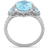 Julianna B 14K White Gold Sky Blue Topaz & 0.25CTW Diamond Fashion Ring