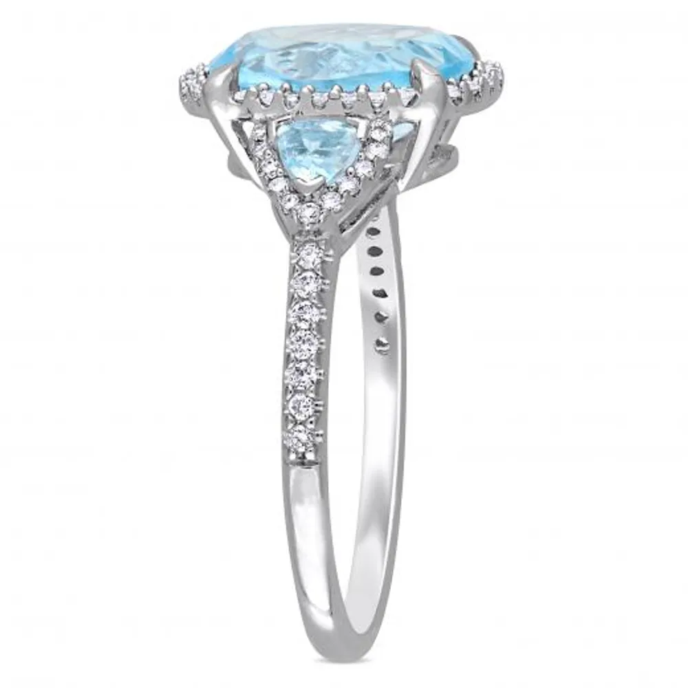 Julianna B 14K White Gold Sky Blue Topaz & 0.25CTW Diamond Fashion Ring