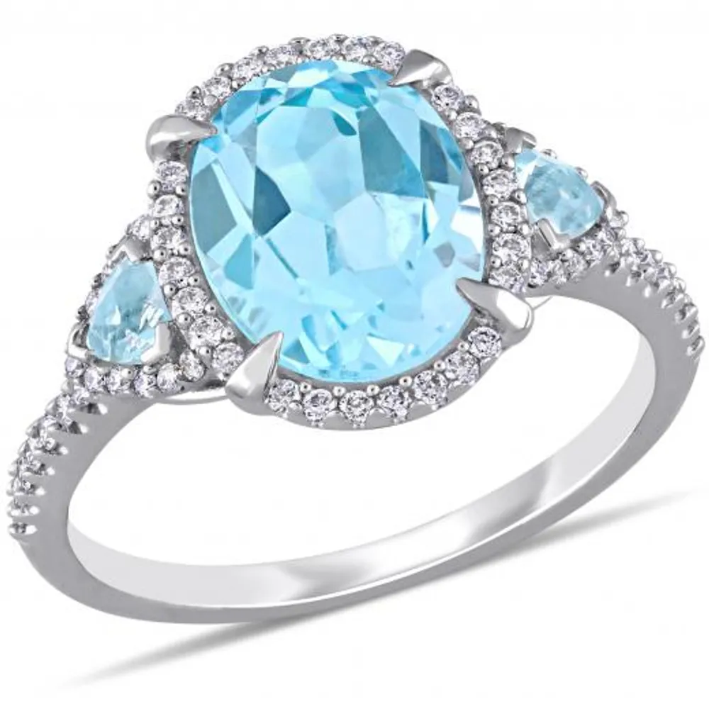 Julianna B 14K White Gold Sky Blue Topaz & 0.25CTW Diamond Fashion Ring