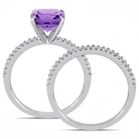 Julianna B 14K White Gold Amethyst & 0.25CTW Diamond Fashion Ring