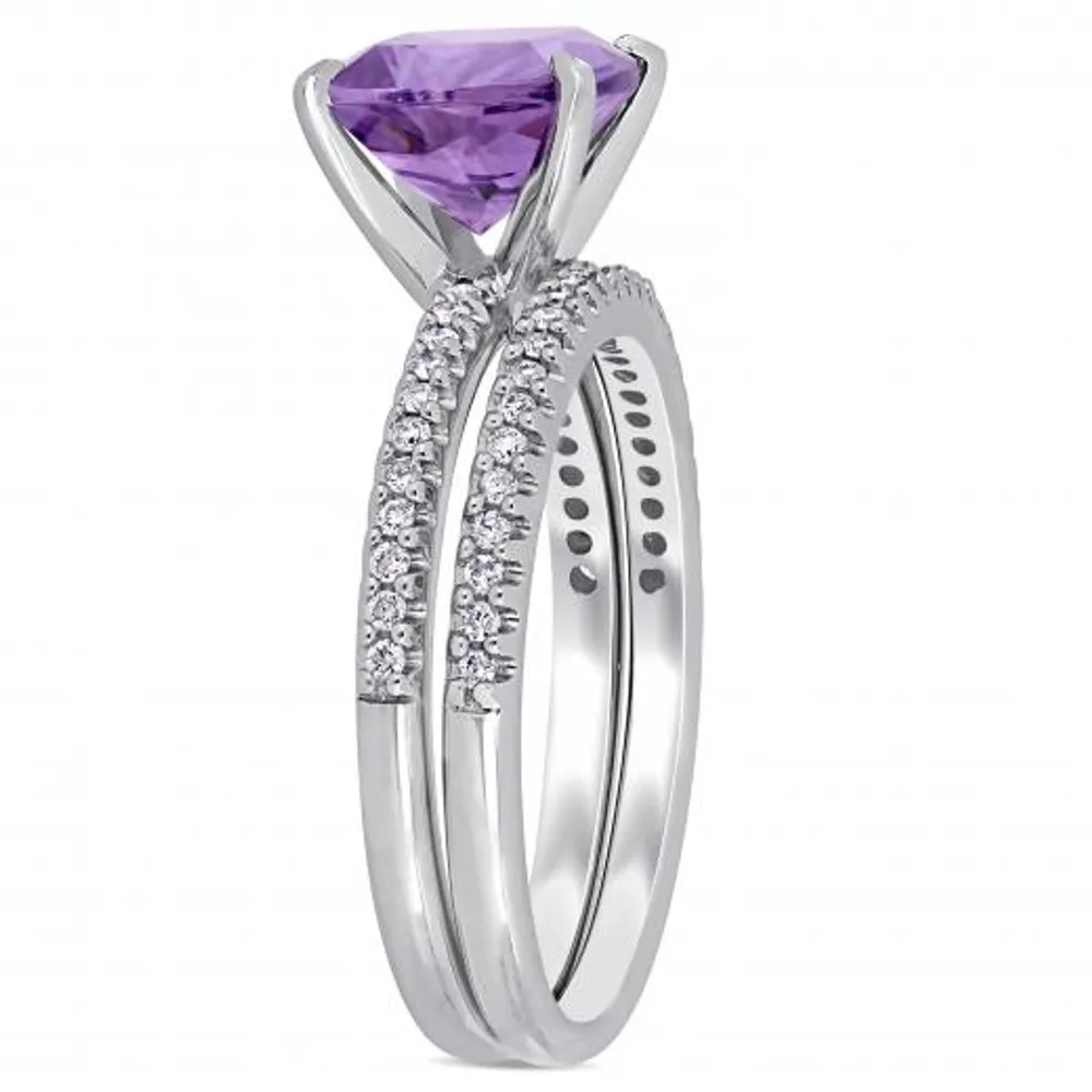 Julianna B 14K White Gold Amethyst & 0.25CTW Diamond Fashion Ring