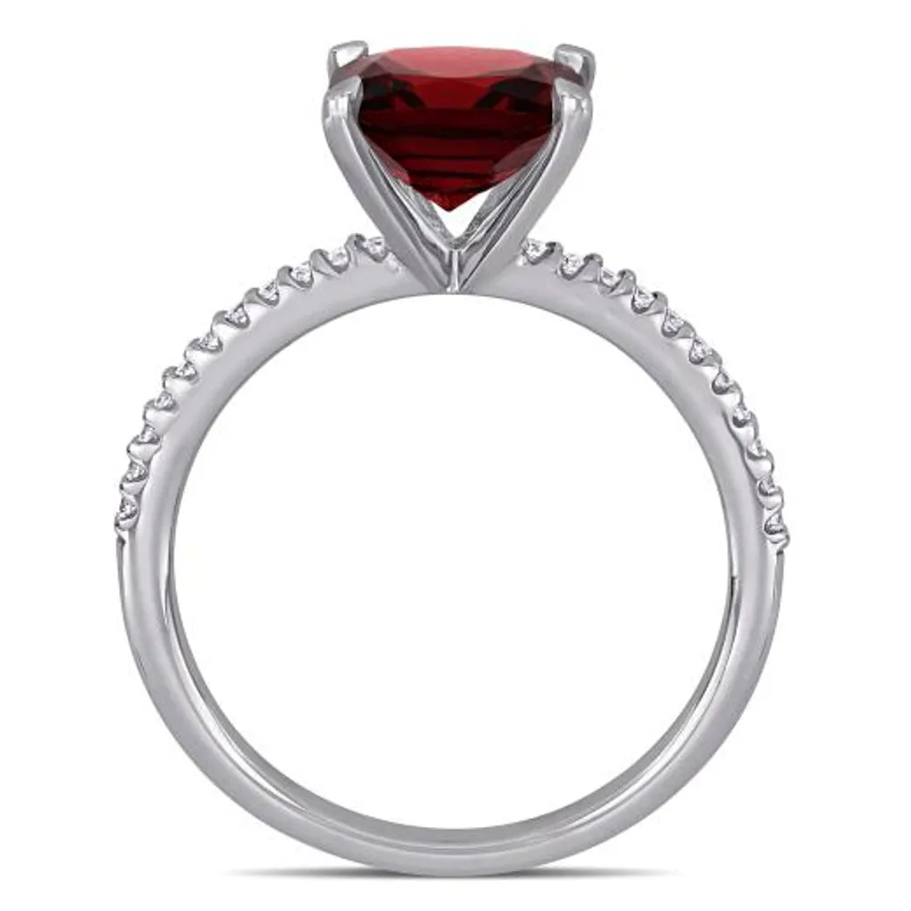 Julianna B 14K White Gold Garnet & 0.10CTW Diamond Fashion Ring