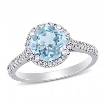 Julianna B 14K White Gold Aquamarine & Diamond Fashion Ring