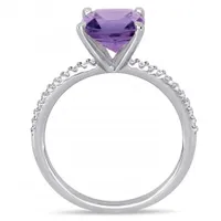 Julianna B 14K White Gold Amethyst & 0.10CTW Diamond Fashion Ring