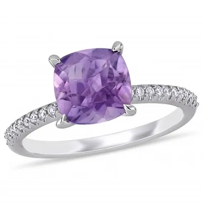 Julianna B 14K White Gold Amethyst & 0.10CTW Diamond Fashion Ring