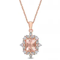 Julianna B 10K Rose Gold Morganite White Sapphire & 0.05CTW Diamond Pendant