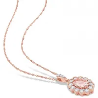 Julianna B 10K Rose Gold Morganite White Sapphire & Diamond Pendant with Chain