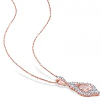 Julianna B 10K Rose Gold Morganite White Sapphire & Diamond Pendant with Chain