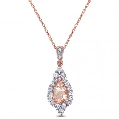 Julianna B 10K Rose Gold Morganite White Sapphire & Diamond Pendant with Chain