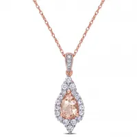 Julianna B 10K Rose Gold Morganite White Sapphire & Diamond Pendant with Chain