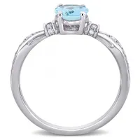 Julianna B 10K White Gold Aquamarine & 0.16CTW Diamond Fashion Ring