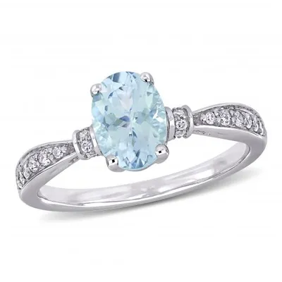 Julianna B 10K White Gold Aquamarine & 0.16CTW Diamond Fashion Ring