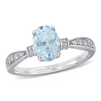 Julianna B 10K White Gold Aquamarine & 0.16CTW Diamond Fashion Ring