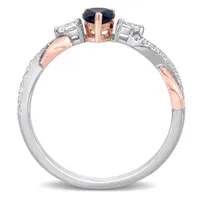 Julianna B 14K White & Pink Gold Sapphire & 0.20CTW Diamond Fashion Ring