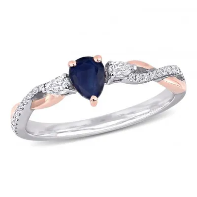 Julianna B 14K White & Pink Gold Sapphire & 0.20CTW Diamond Fashion Ring