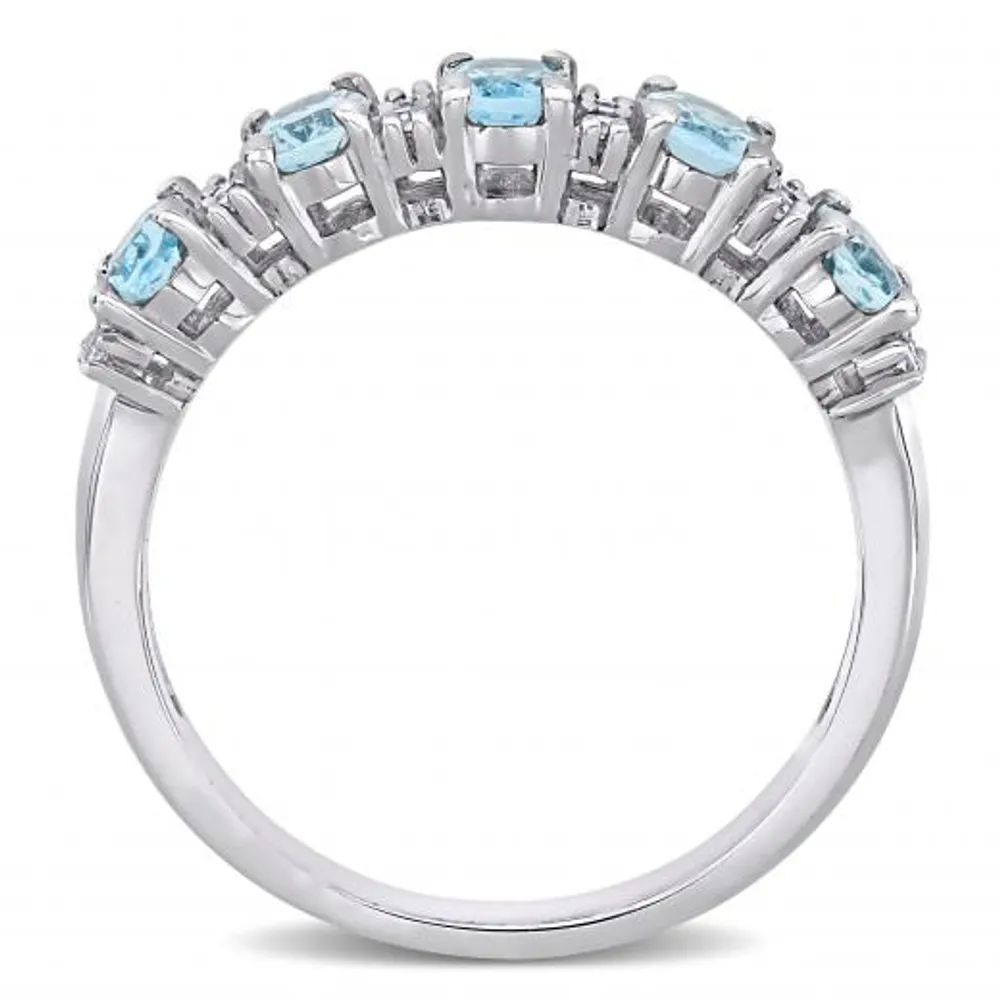 Julianna B 14K White Gold Aquamarine & 0.16CTW Diamond Fashion Ring