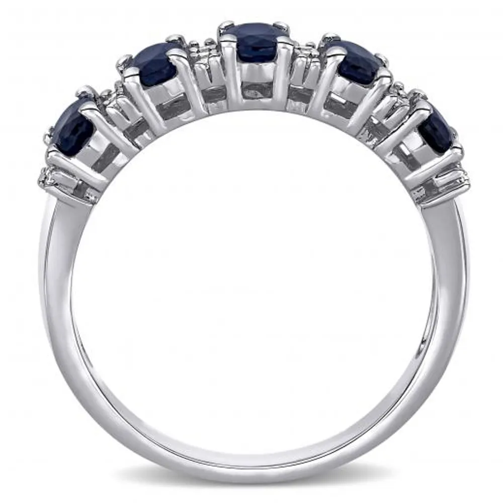 Julianna B 14K White Gold Blue Sapphire & 0.16CTW Diamond Fashion Ring