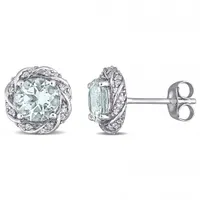 Julianna B 10K White Gold Aquamarine & Diamond Fashion Earrings