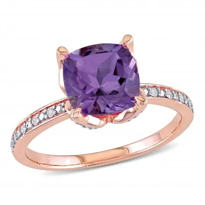Julianna B 10K Rose Gold Amethyst & 0.06CTW Diamond Fashion Ring