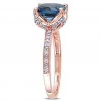 Julianna B 10K Rose Gold Blue Topaz & 0.06CTW Diamond Fashion Ring