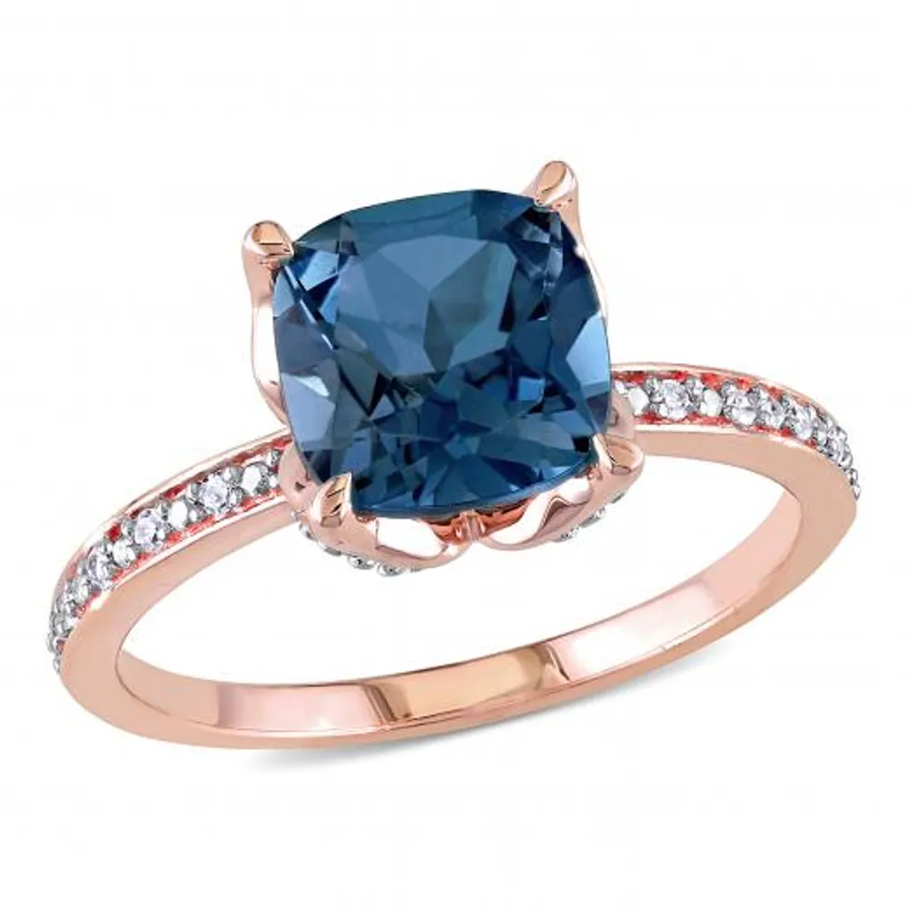 Julianna B 10K Rose Gold Blue Topaz & 0.06CTW Diamond Fashion Ring