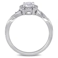 Julianna B Sterling Silver Created White Sapphire & 0.08CTW Diamond Ring