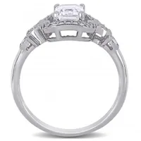 Julianna B Sterling Silver Created White Sapphire & 0.16CTW Diamond Ring