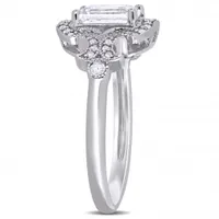 Julianna B Sterling Silver Created White Sapphire & 0.16CTW Diamond Ring