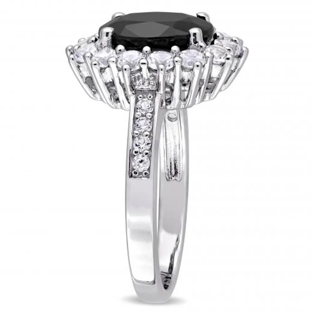 Julianna B Sterling Silver Black Sapphire & Created White Sapphire Fashion Ring