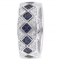 Julianna B Sterling Silver Created Blue Sapphire Created White Sapphire Ring