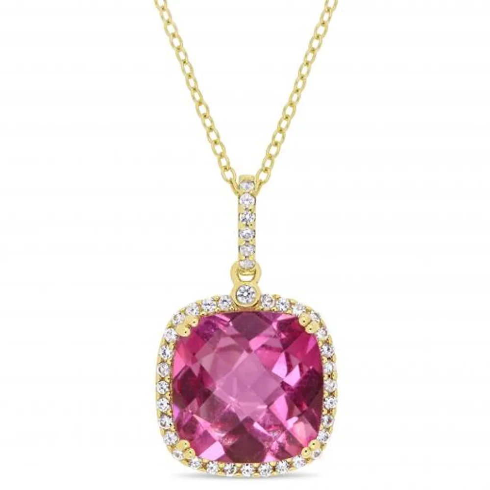 Julianna B Sterling Silver Pink Topaz & White Sapphire Pendant with Chain