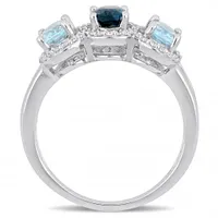 Julianna B Sterling Silver Blue Topaz & 0.20CTW Diamond Fashion Ring