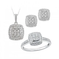 Sterling Silver 0.30CTW Diamond 3-Piece Set