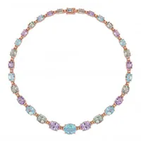 Julianna B Sterling Silver Green Amethyst Blue Topaz & Rose De France Necklace