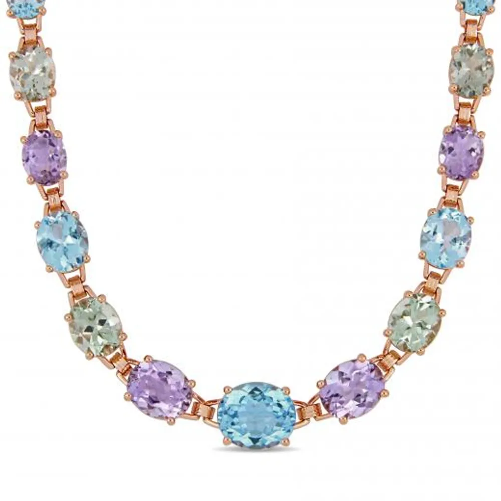 Julianna B Sterling Silver Green Amethyst Blue Topaz & Rose De France Necklace