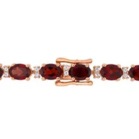 Julianna B Sterling Silver Garnet & White Sapphire 7.25" Bracelet