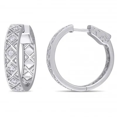 Julianna B Sterling Silver White Sapphire Hoop Earrings