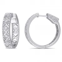 Julianna B Sterling Silver White Sapphire Hoop Earrings