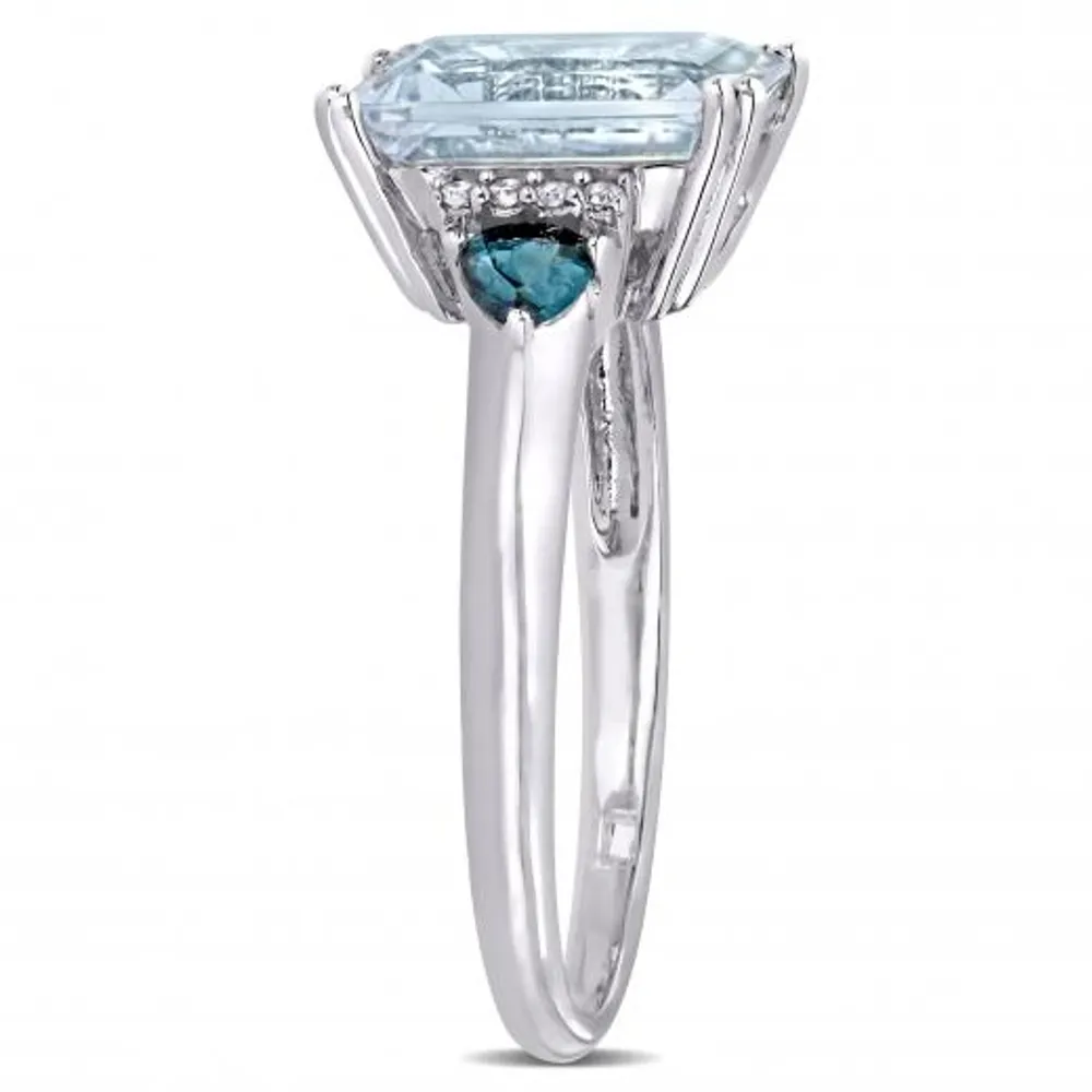 Julianna B Sterling Silver Aquamarine & 0.04CTW Diamond Fashion Ring