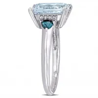 Julianna B Sterling Silver Aquamarine & 0.04CTW Diamond Fashion Ring