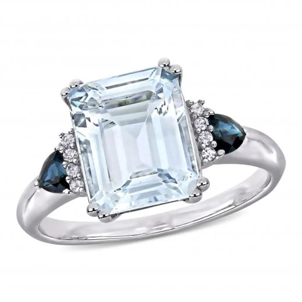 Julianna B Sterling Silver Aquamarine & 0.04CTW Diamond Fashion Ring