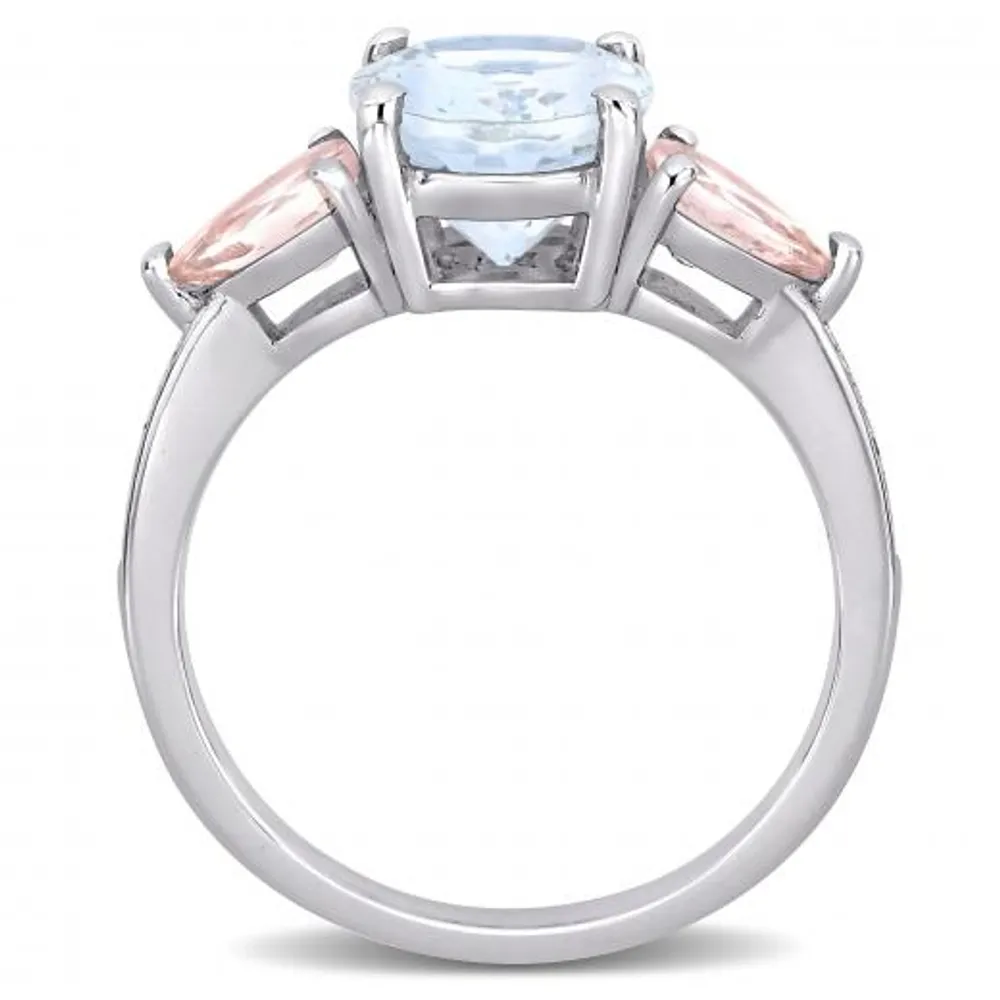 Julianna B Sterling Silver Aquamarine Morganite & 0.05CTW Diamond Fashion Ring