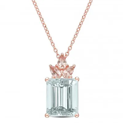 Julianna B Sterling Silver Aquamarine & Morganite Pendant with Chain