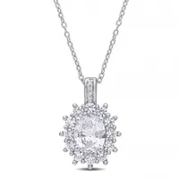 Julianna B Sterling Silver Created White Sapphire & 0.02CTW Diamond Necklace