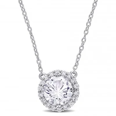 Julianna B Sterling Silver Created White Sapphire Fashion Pendant with Chain